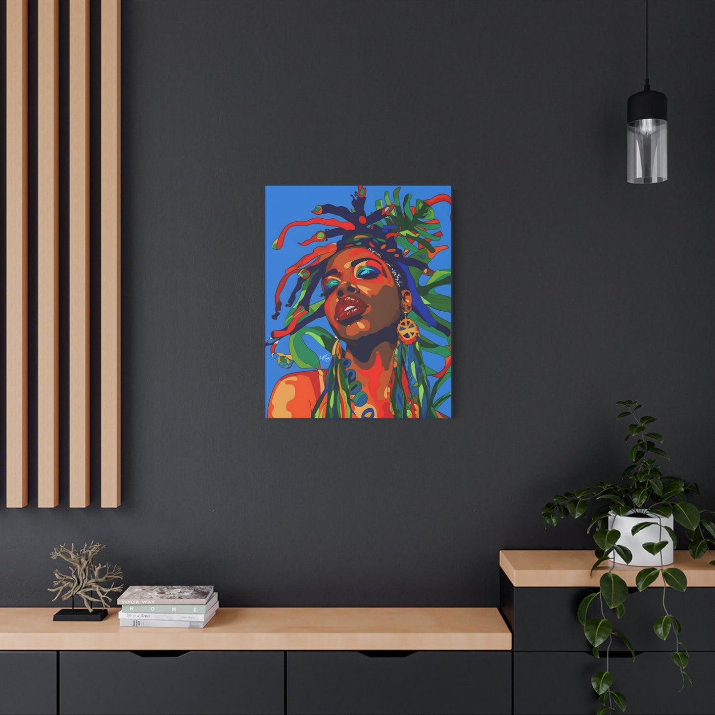 I'm Feeling It Afrocentric Black Woman Abstract Art Canvas Wall Print