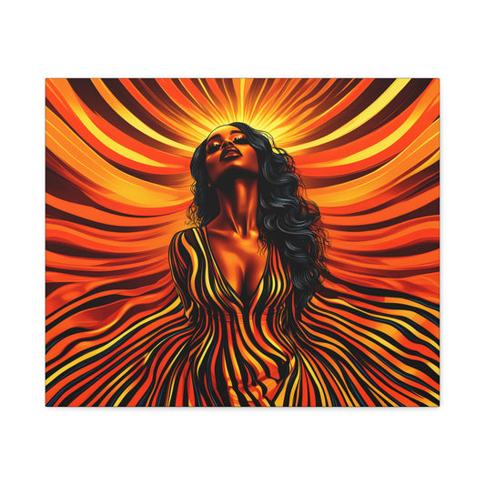 Autumn Rises Black Woman Art Canvas Wall Print
