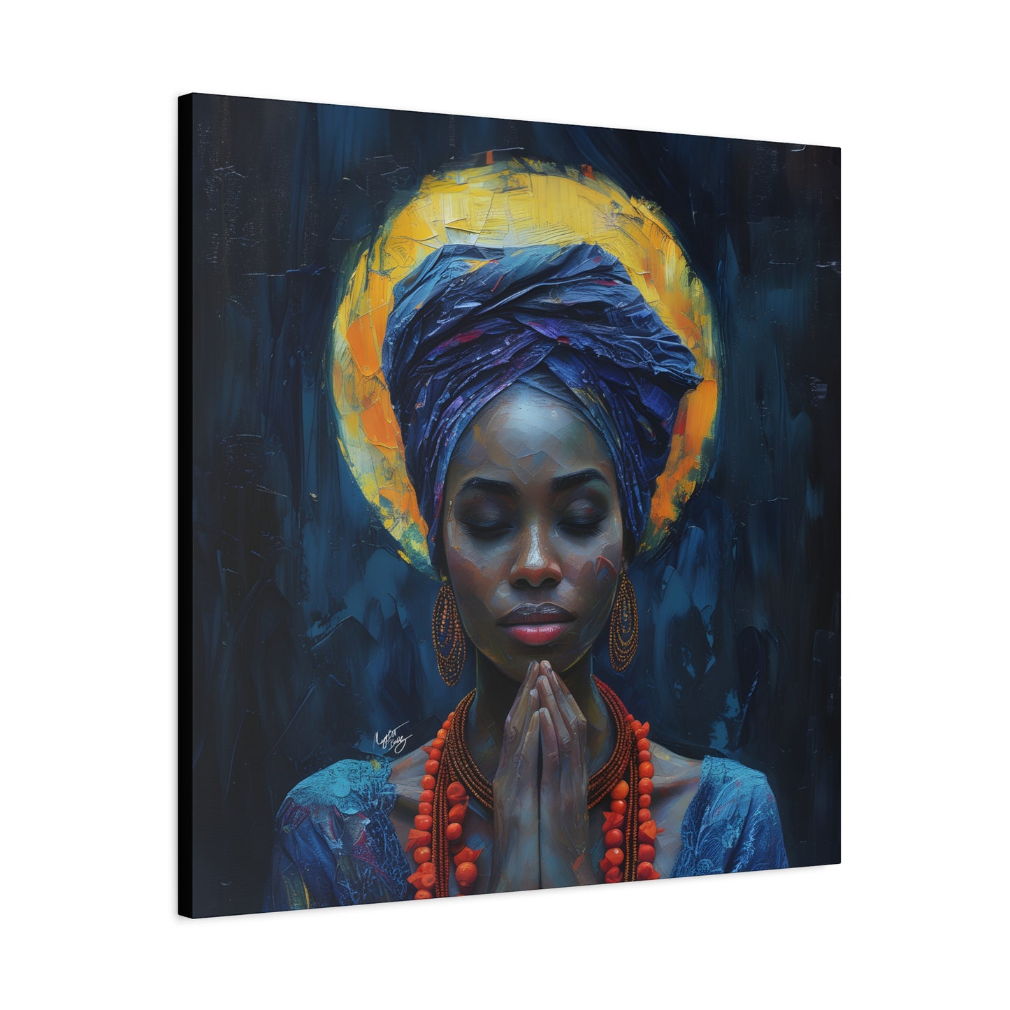 Sunset Relaxation Afrocentric Black Woman Spiritual Art Canvas Wall Print