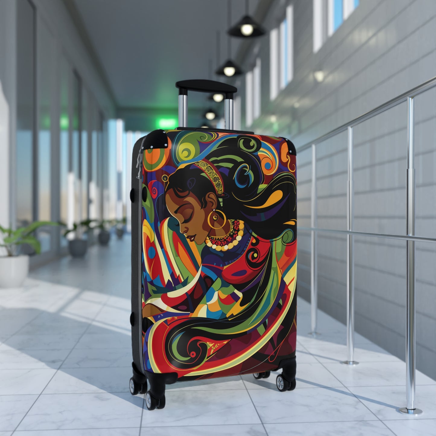 Surreally Beautiful One Black Woman Art Hardshell Hardside Lockable Spinner Suitcase