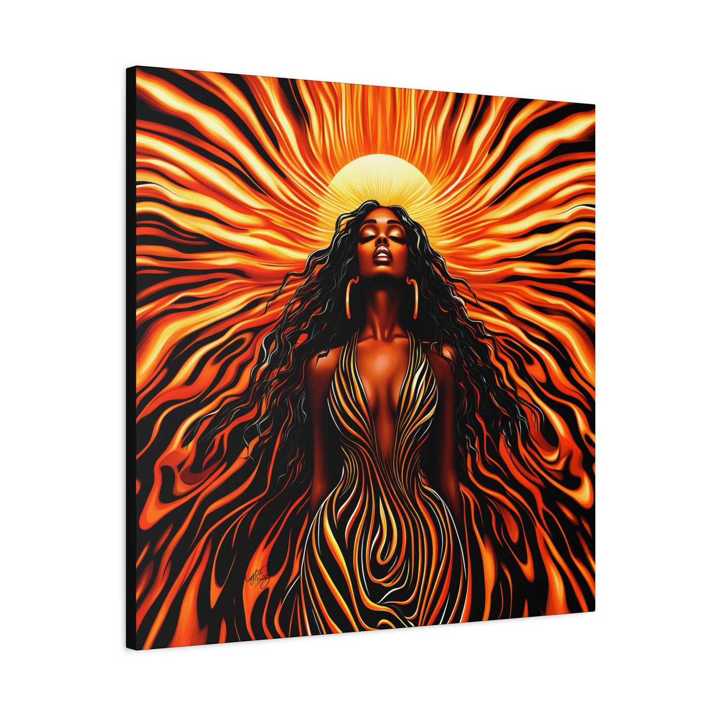 Sunkissed Afrocentric Black Woman Abstract Art Canvas Wall Print