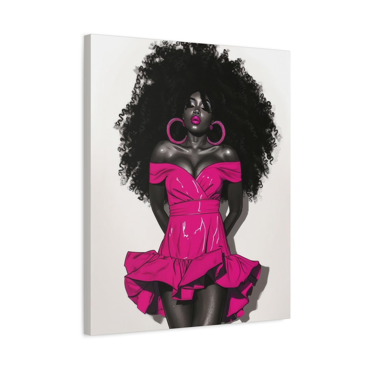Pink Is My Color Black Woman Art Canvas Wall Print