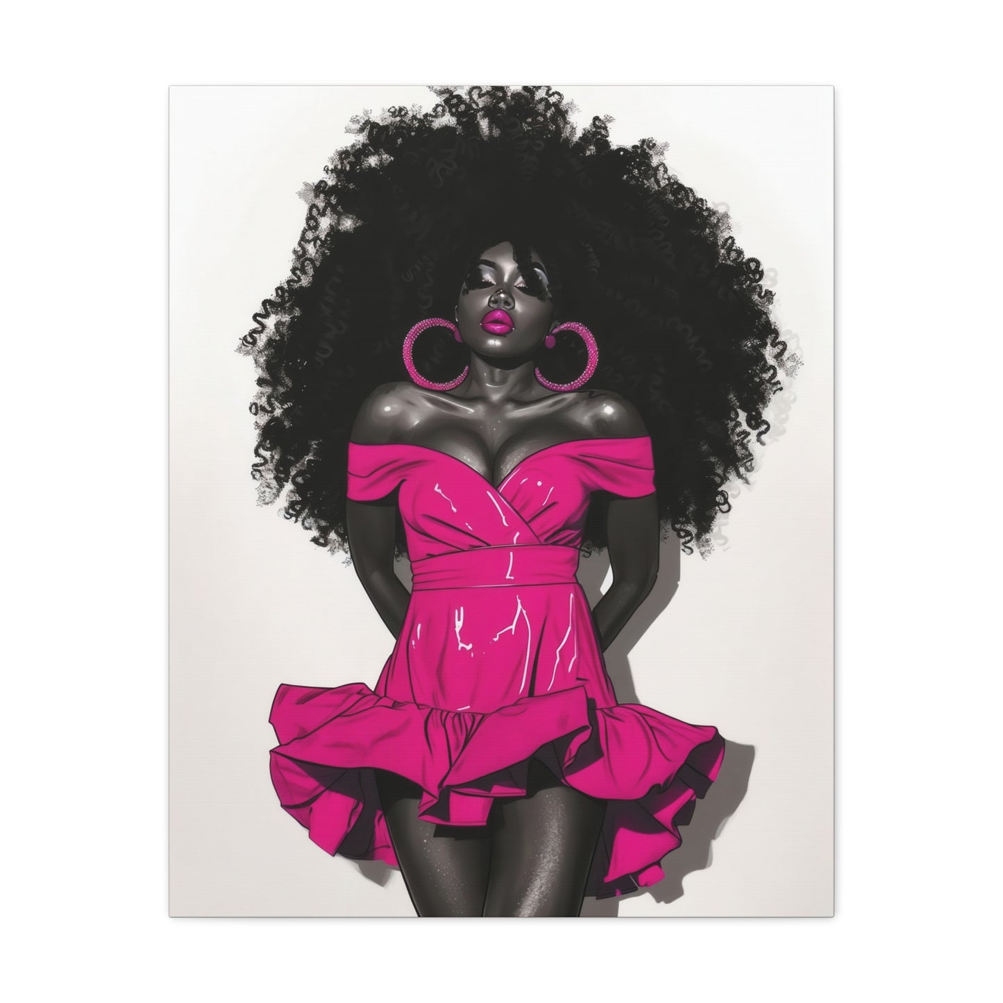 Pink Is My Color Black Woman Art Canvas Wall Print