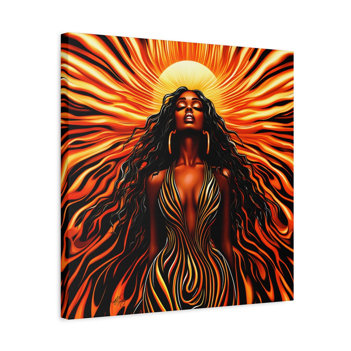 Sunkissed Afrocentric Black Woman Abstract Art Canvas Wall Print