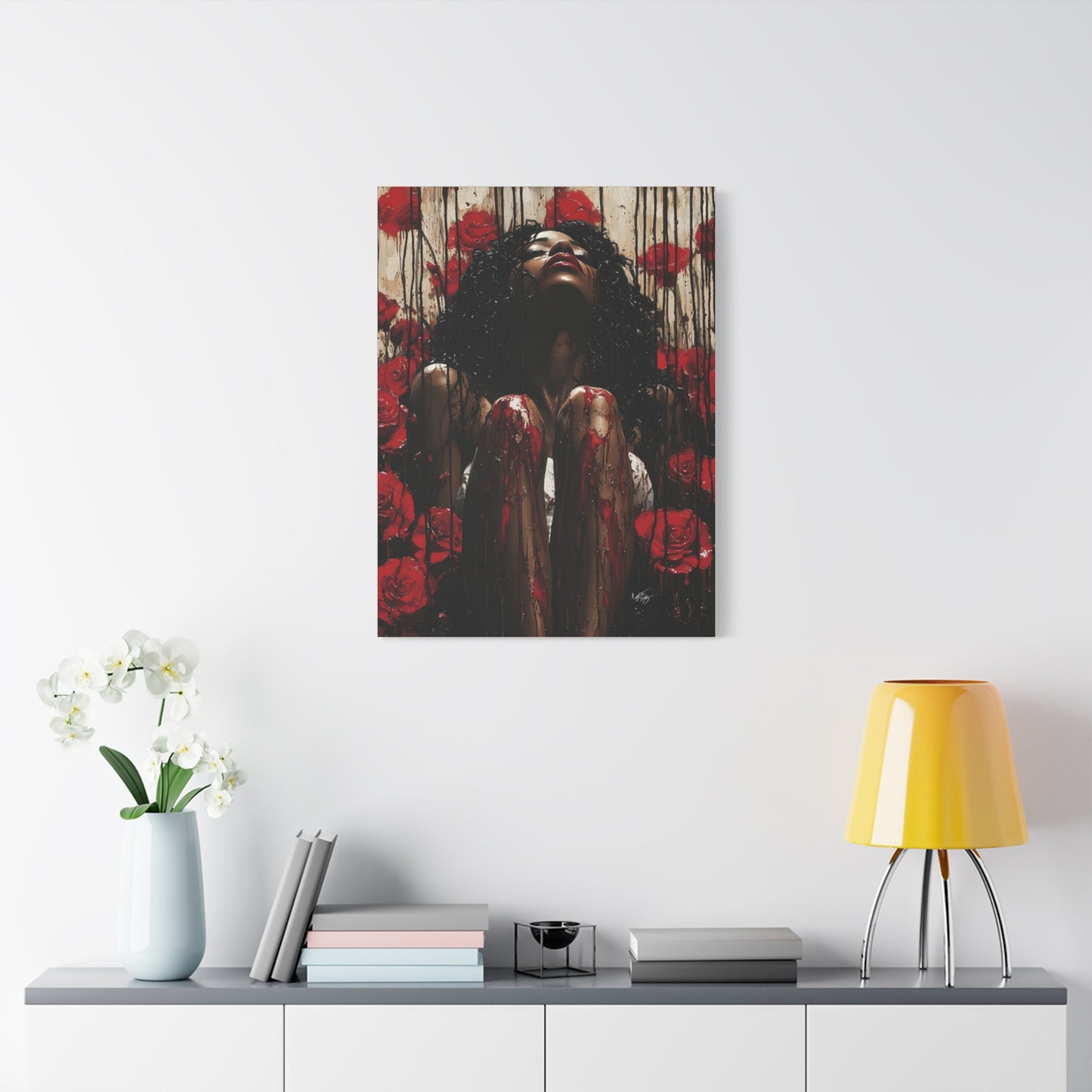 Like A Rose Black Woman Art Canvas Wall Print