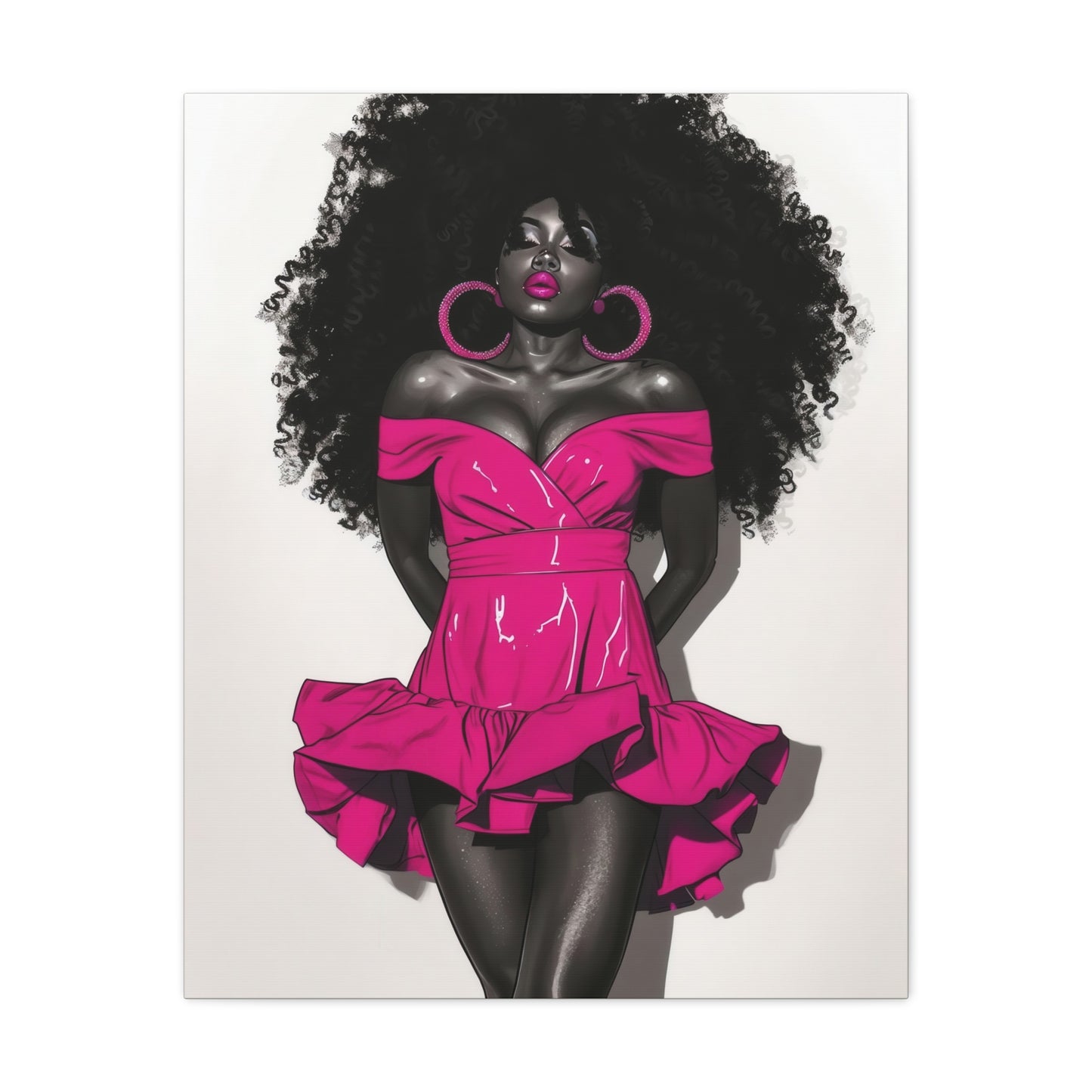 Pink Is My Color Black Woman Art Canvas Wall Print
