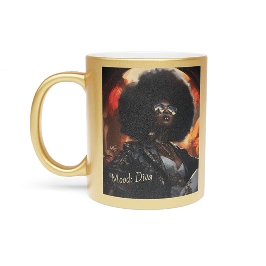 Diva Don’t Hurt ‘Em Afrocentric Black Woman Art Gold Metallic Coffee Mug