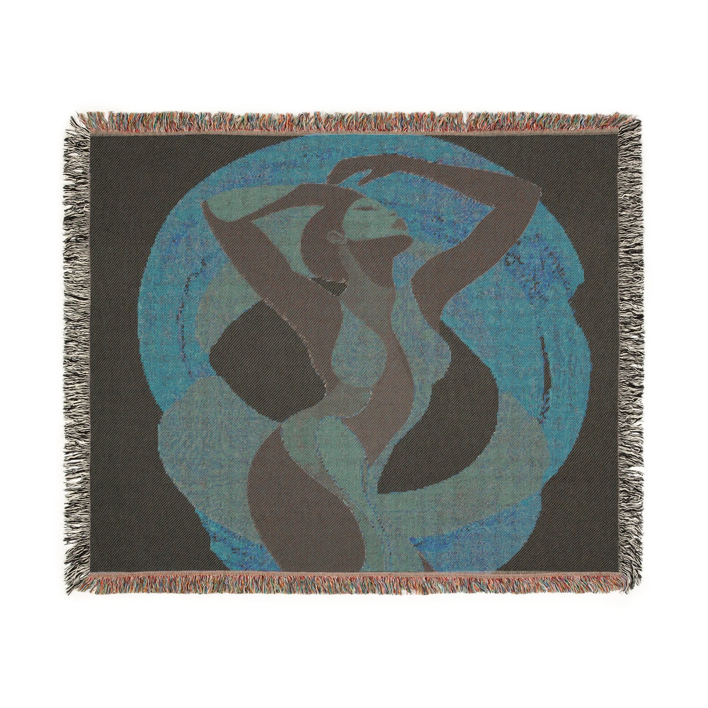 In Sync With The Rhythm Abstract Black Woman Afrocentric Art Woven Throw Blanket - Xtreme Shopper
