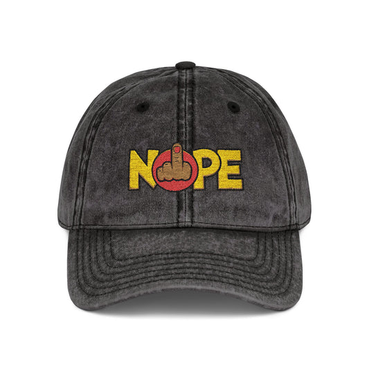 Nope Not Today Statement Vintage Distressed Embroidered Hat