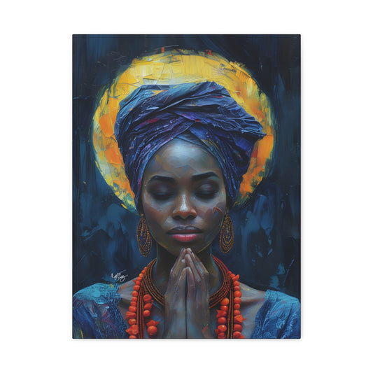 Sunset Relaxation Afrocentric Black Woman Spiritual Art Canvas Wall Print
