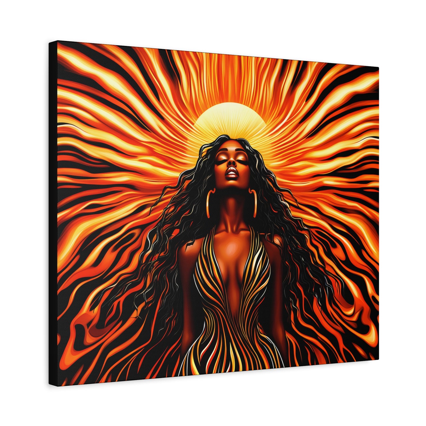 Sunkissed Afrocentric Black Woman Abstract Art Canvas Wall Print