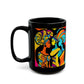 Girlfriends In Swirling Abstract Afrocentric Black Woman Abstract Art Black Coffee Mug