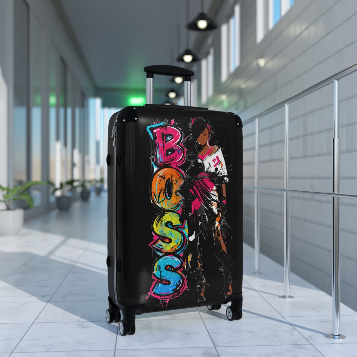 Boss Chick Black Woman Art Hardshell Hardside Lockable Spinner Suitcase Luggage