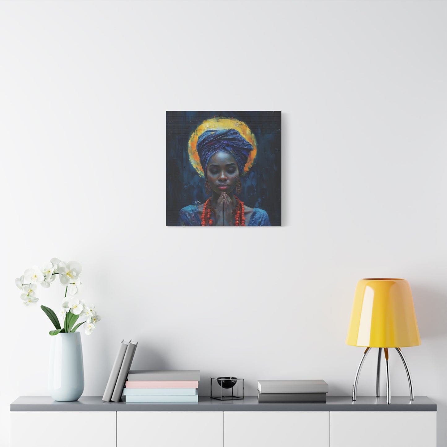 Sunset Relaxation Afrocentric Black Woman Spiritual Art Canvas Wall Print