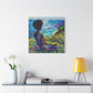There's Peace By The Sea Afrocentric Black Woman Art Canvas Wall Print