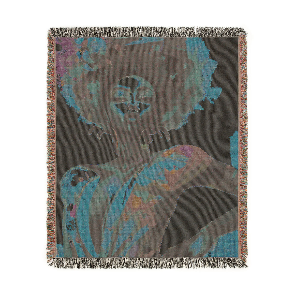 Everything About Me Black Woman Art Woven Throw Blanket