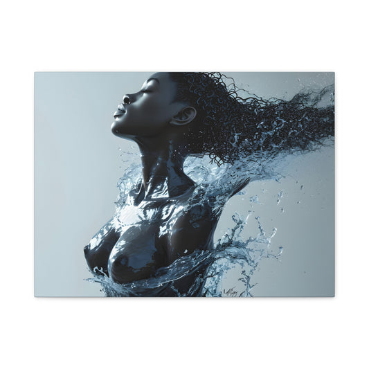 Moisturized and Unbothered Afrocentric Black Woman Art Canvas Wall Print