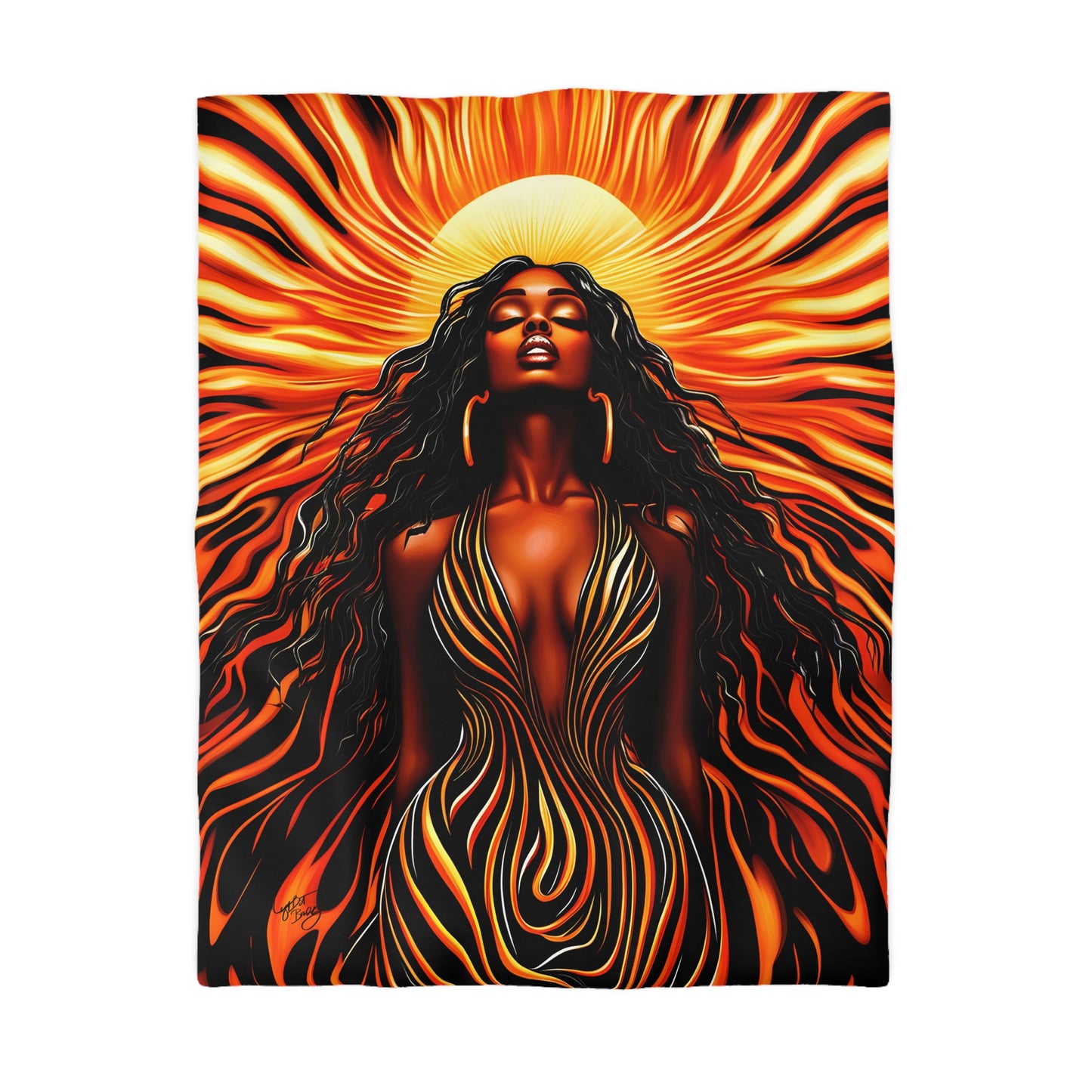 Beautiful Sunrising Black Woman Abstract Art Microfiber Duvet Cover