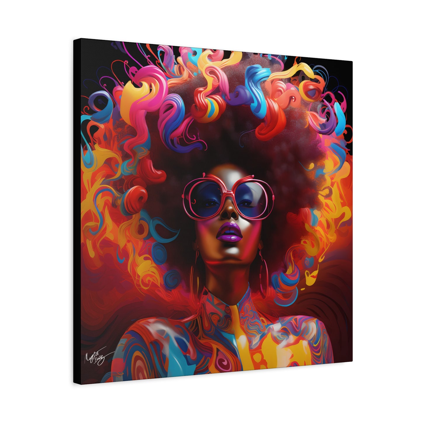 Groovy Summer Black Woman Psychedelic Themed Artwork Canvas Wall Print - Xtreme Shopper