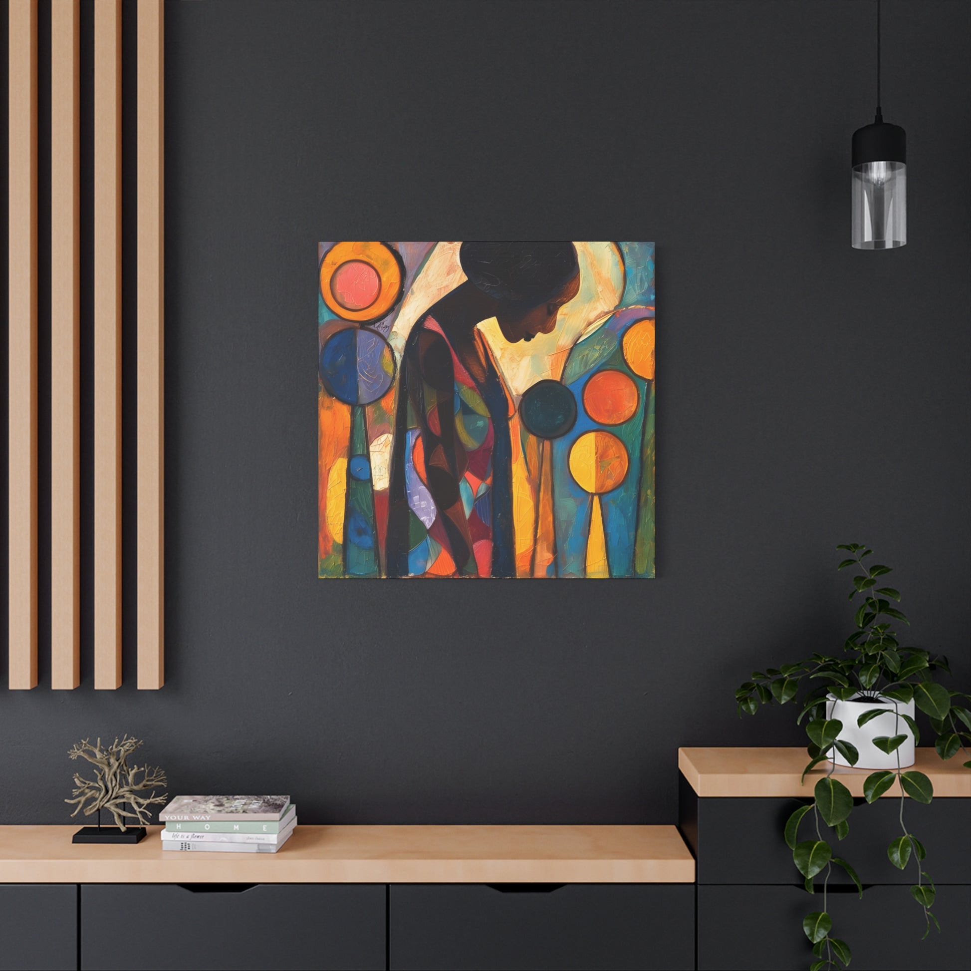 At Peace In Abstract Afrocentric Black Woman Abstract Art Canvas Wall Print - Xtreme Shopper