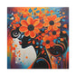 Flowery Thoughts Black Woman Art Canvas Wall Print