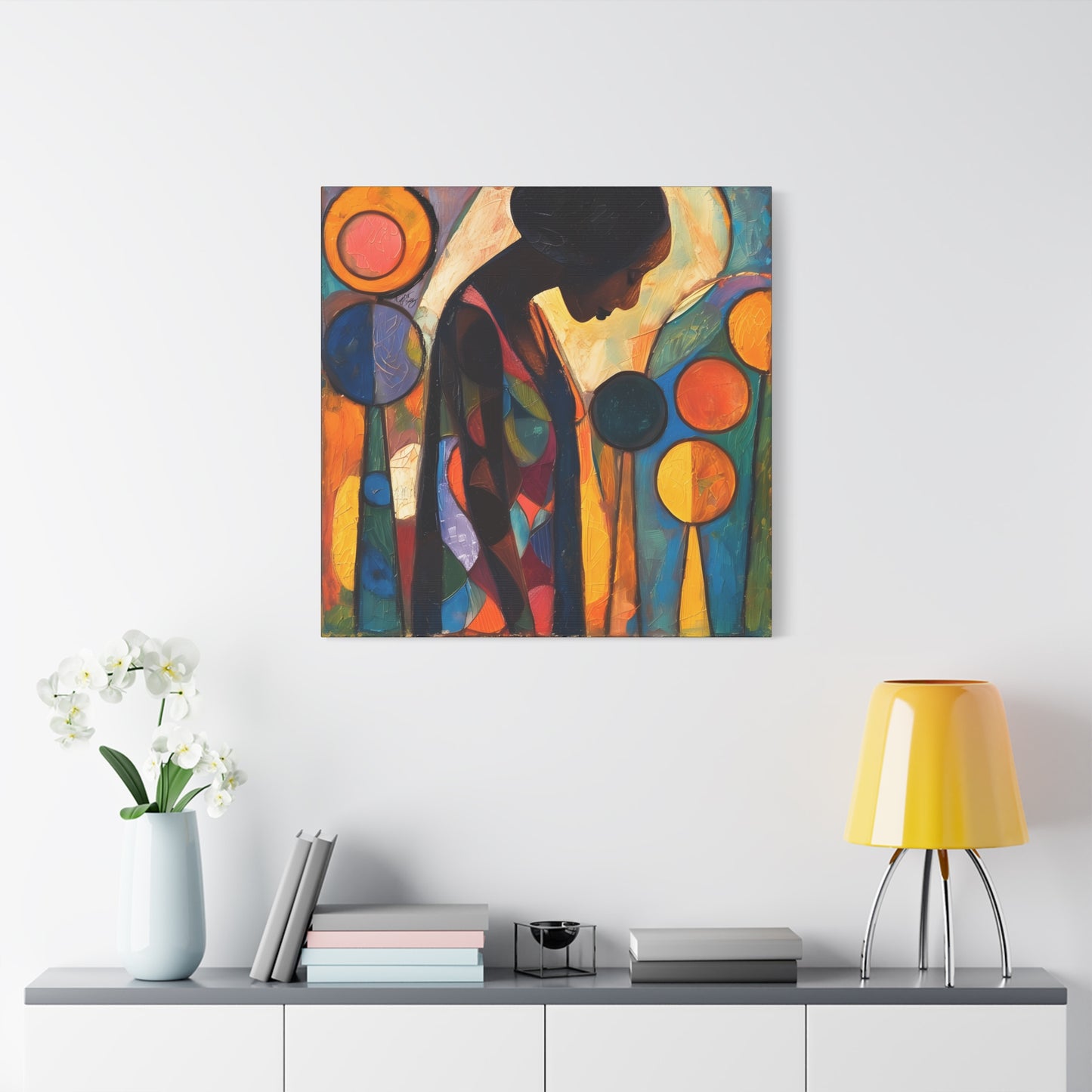 At Peace In Abstract Afrocentric Black Woman Abstract Art Canvas Wall Print - Xtreme Shopper