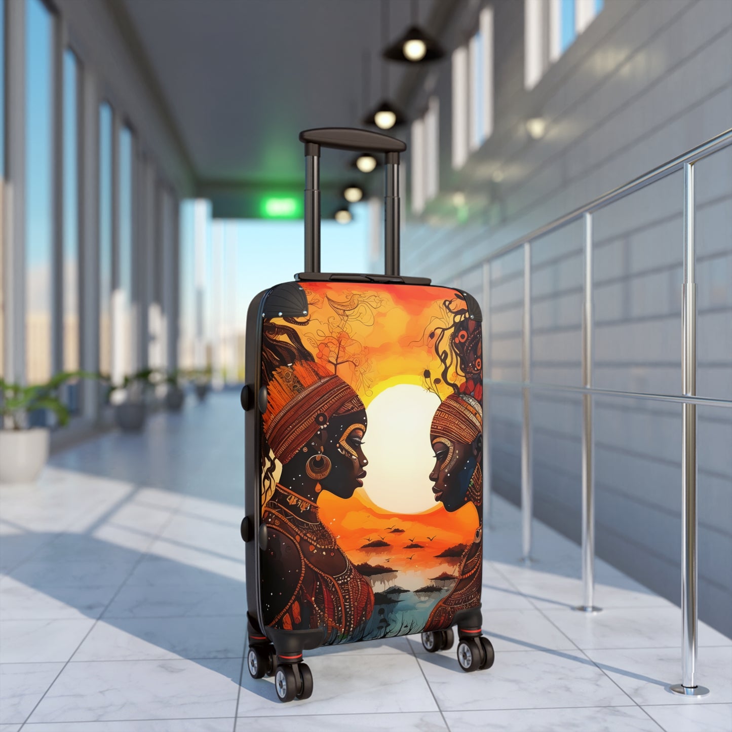 Sisters At Sunrise Black Art Hardshell Hardside Lockable Spinner Suitcase