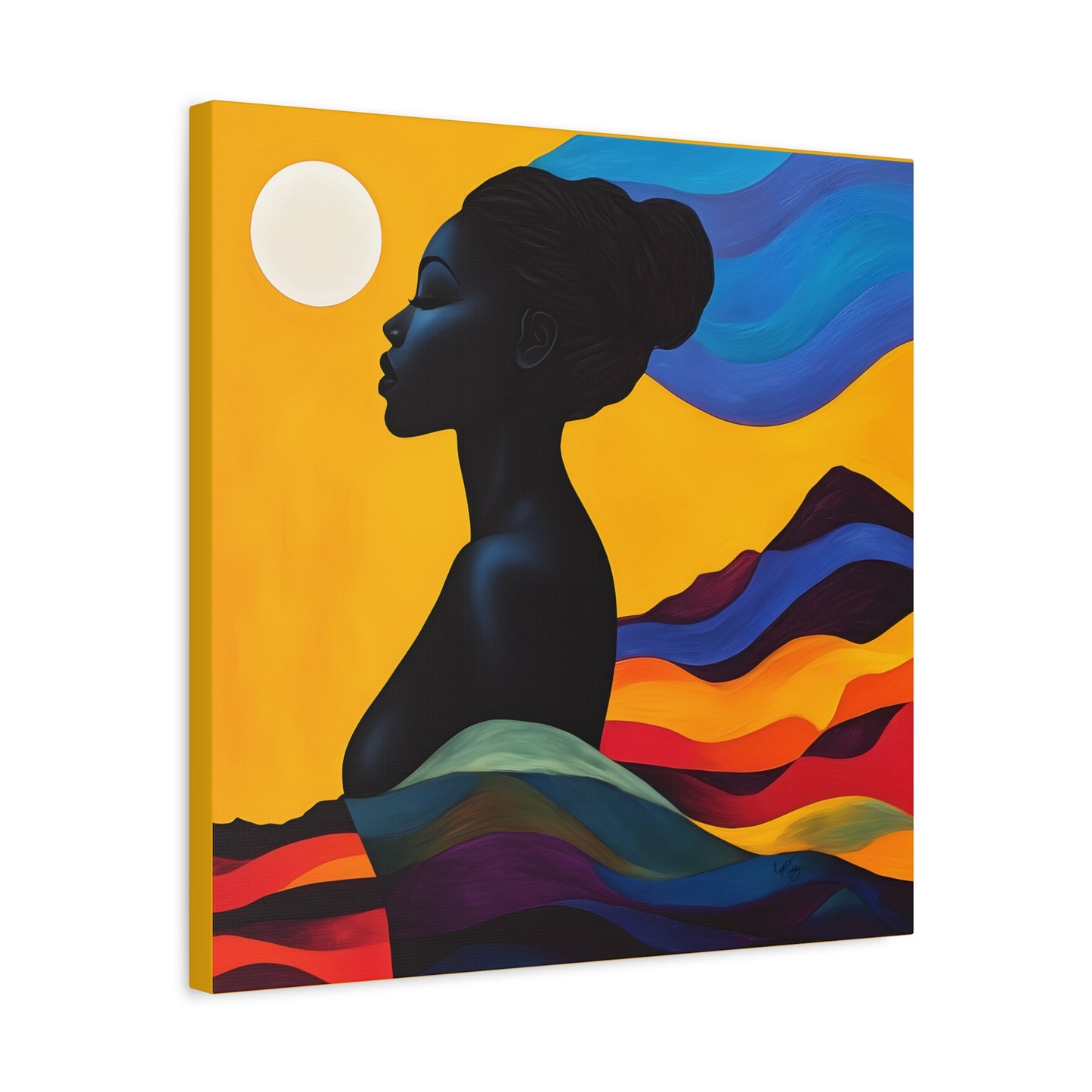 Serenity In Full Color Black Woman Art Canvas Wall Print