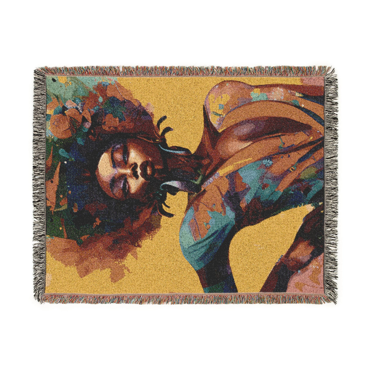 Everything About Me Black Woman Art Woven Throw Blanket