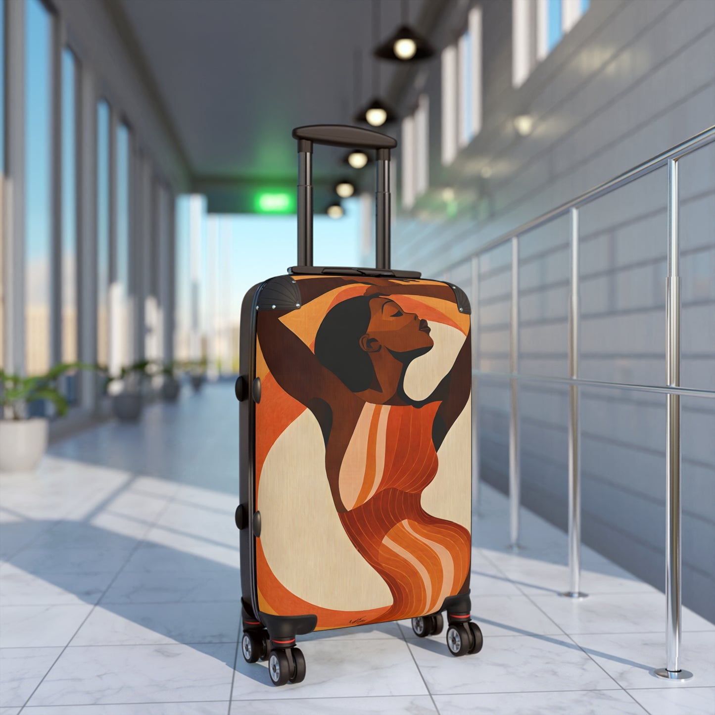 Retro Feelings Black Woman Art Hardshell Hardside Lockable Spinner Suitcase Luggage