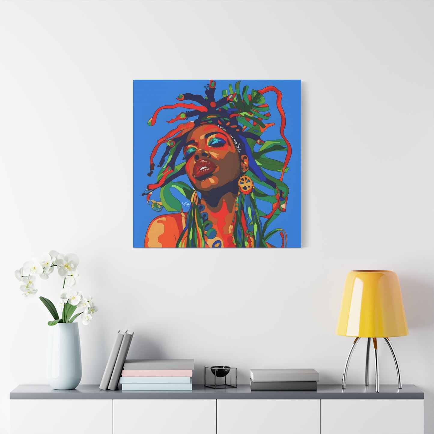 I'm Feeling It Afrocentric Black Woman Abstract Art Canvas Wall Print