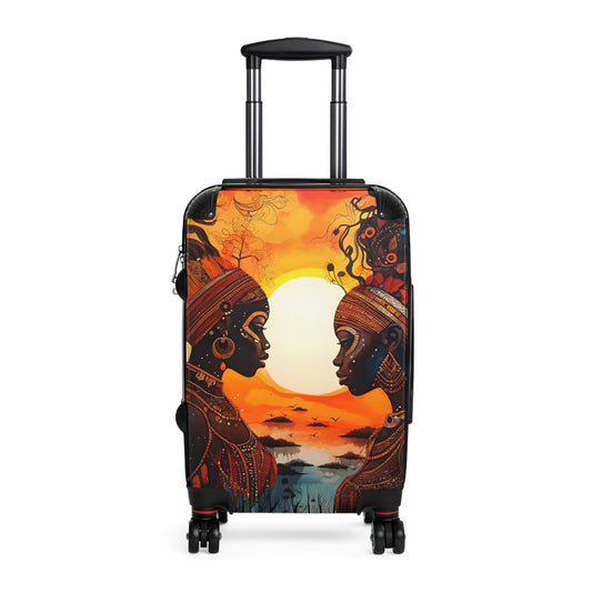 Sisters At Sunrise Black Art Hardshell Hardside Lockable Spinner Suitcase