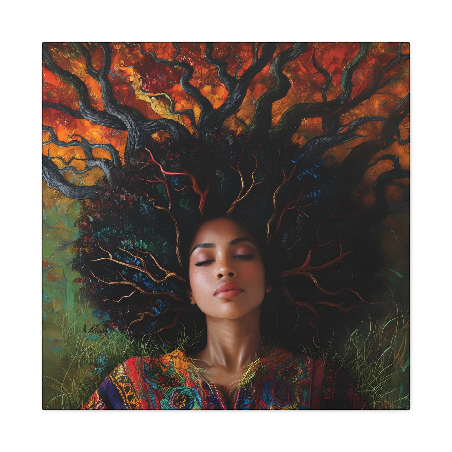 Rooted In My Mind Afrocentric Black Woman Inspirational Spiritual Art Canvas Wall Print - Xtreme Shopper