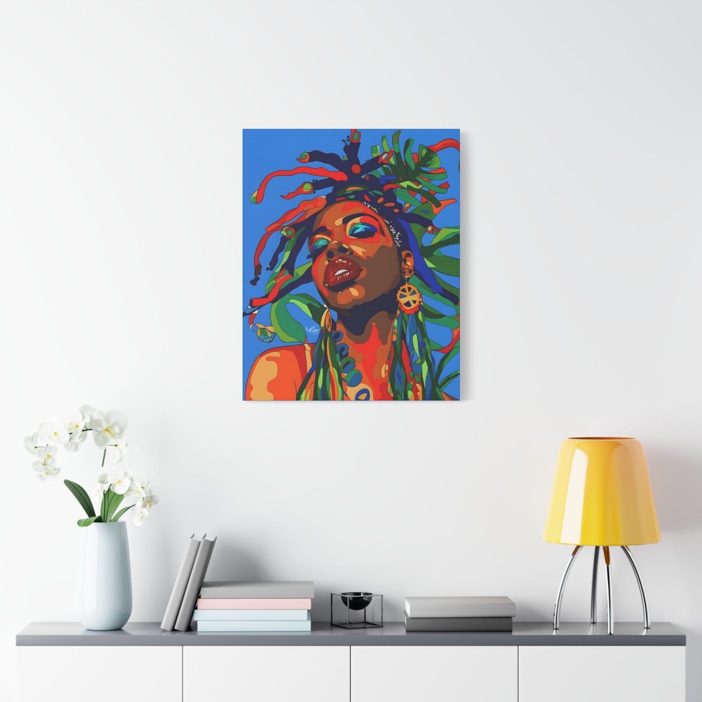 I'm Feeling It Afrocentric Black Woman Abstract Art Canvas Wall Print