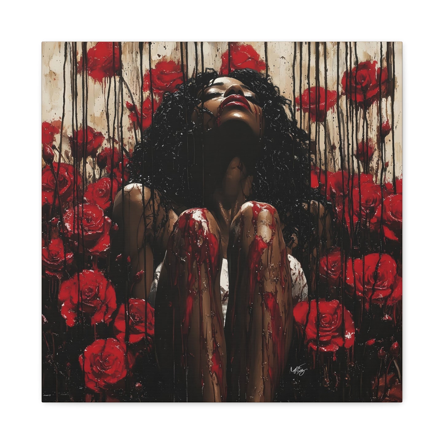 Like A Rose Black Woman Art Canvas Wall Print