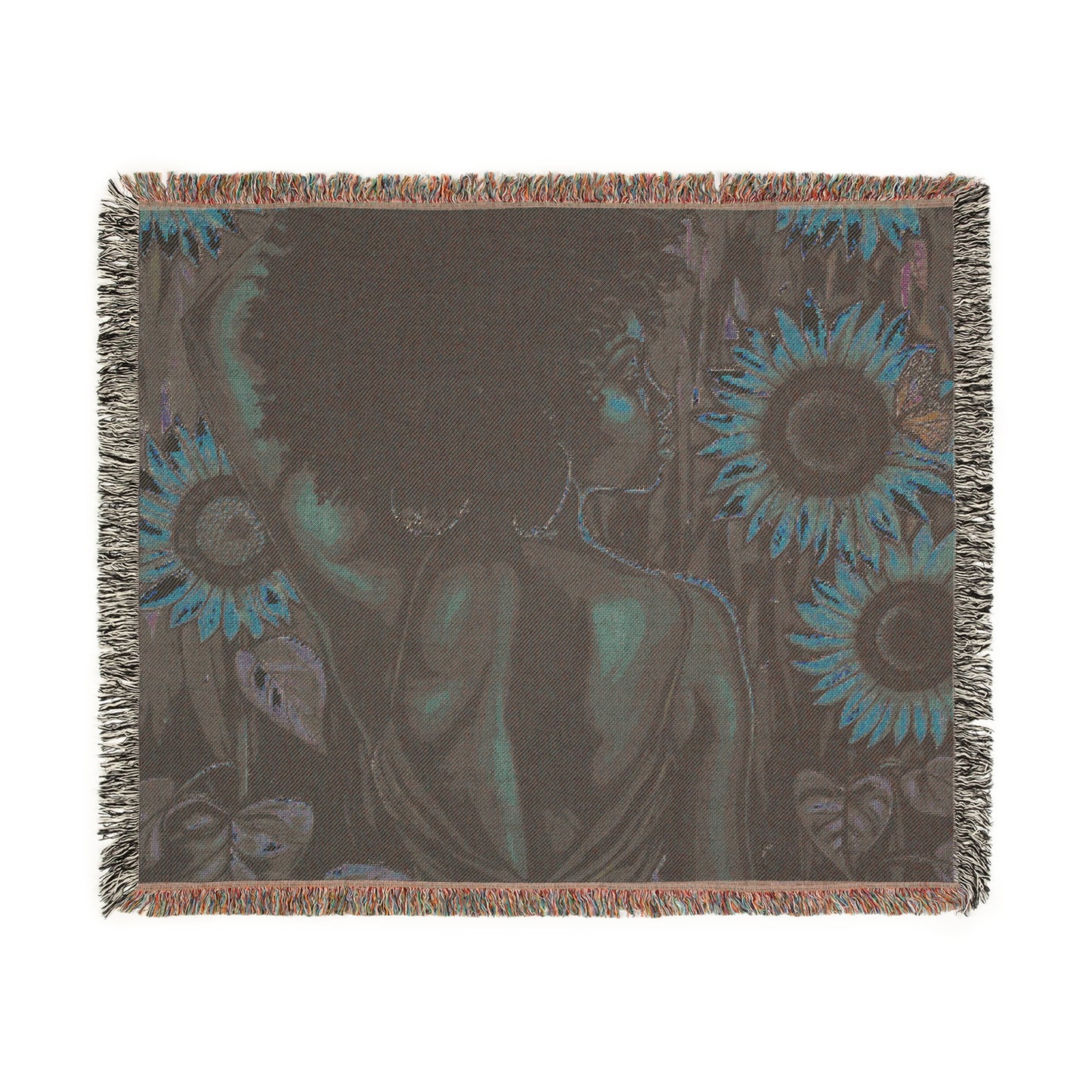 In The Garden Abstract Black Woman Afrocentric Art Woven Throw Blanket - Xtreme Shopper