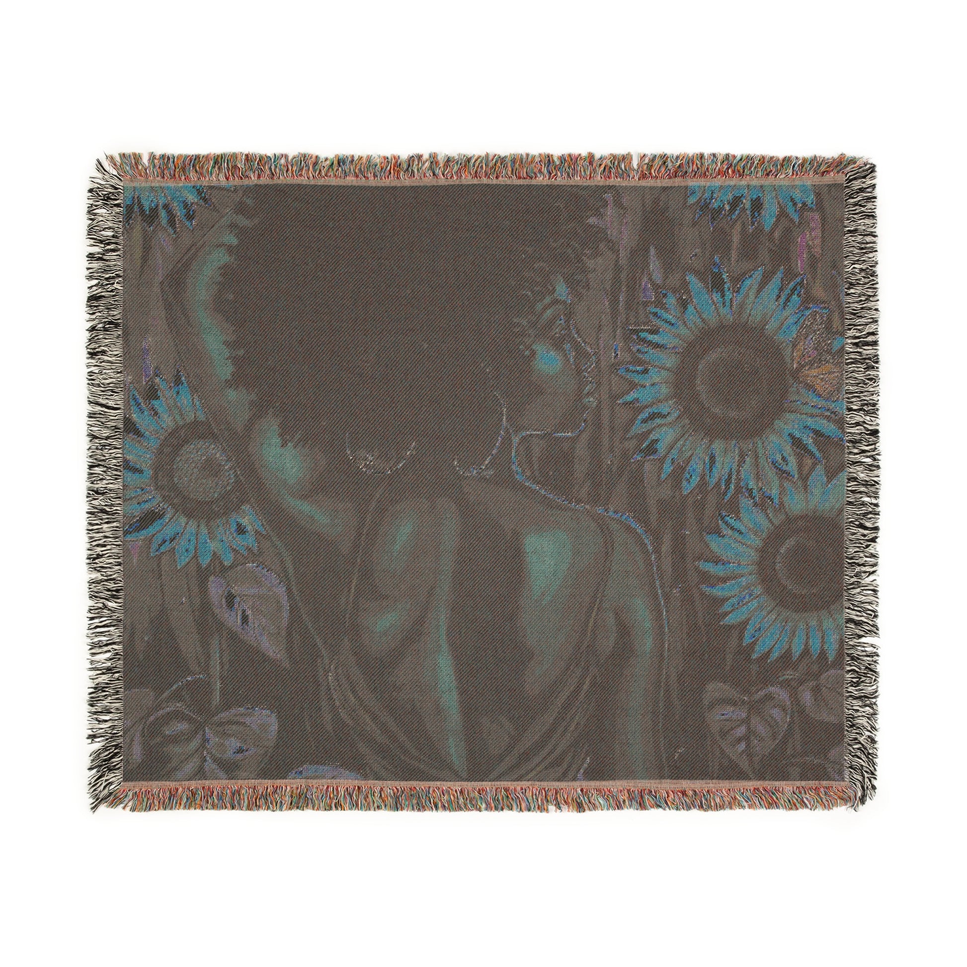 In The Garden Abstract Black Woman Afrocentric Art Woven Throw Blanket - Xtreme Shopper