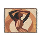 Retro Feelings Black Woman Art Woven Throw Blanket