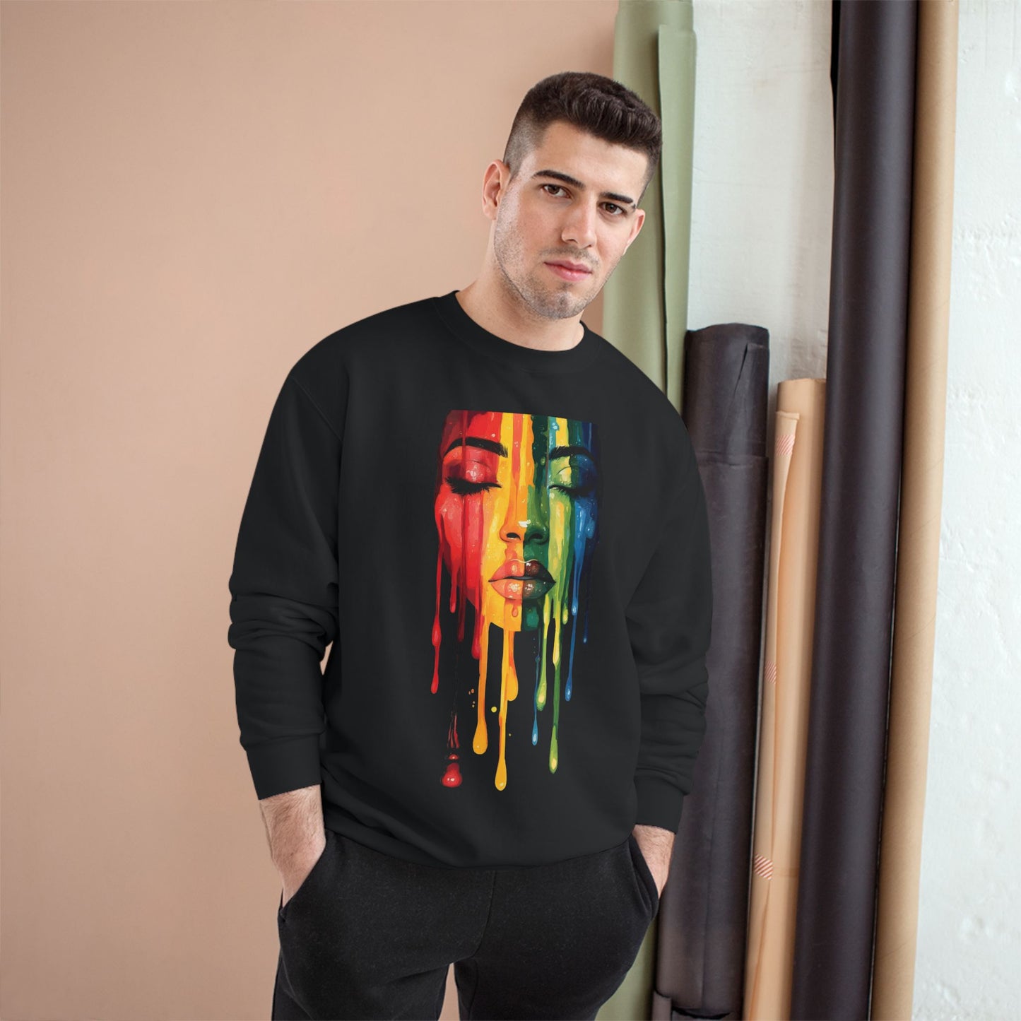 Face The Day Black Woman Graphic Art Champion Sweatshirt