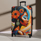 Psychedelic Flowers In Bloom Black Art Hardshell Hardside Lockable Spinner Suitcase Luggage