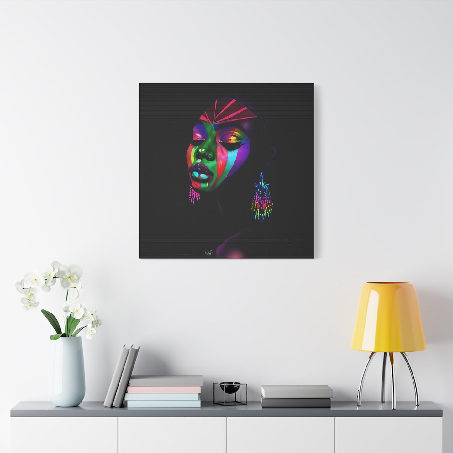 Original Makeup Black Woman Art Canvas Wall Print