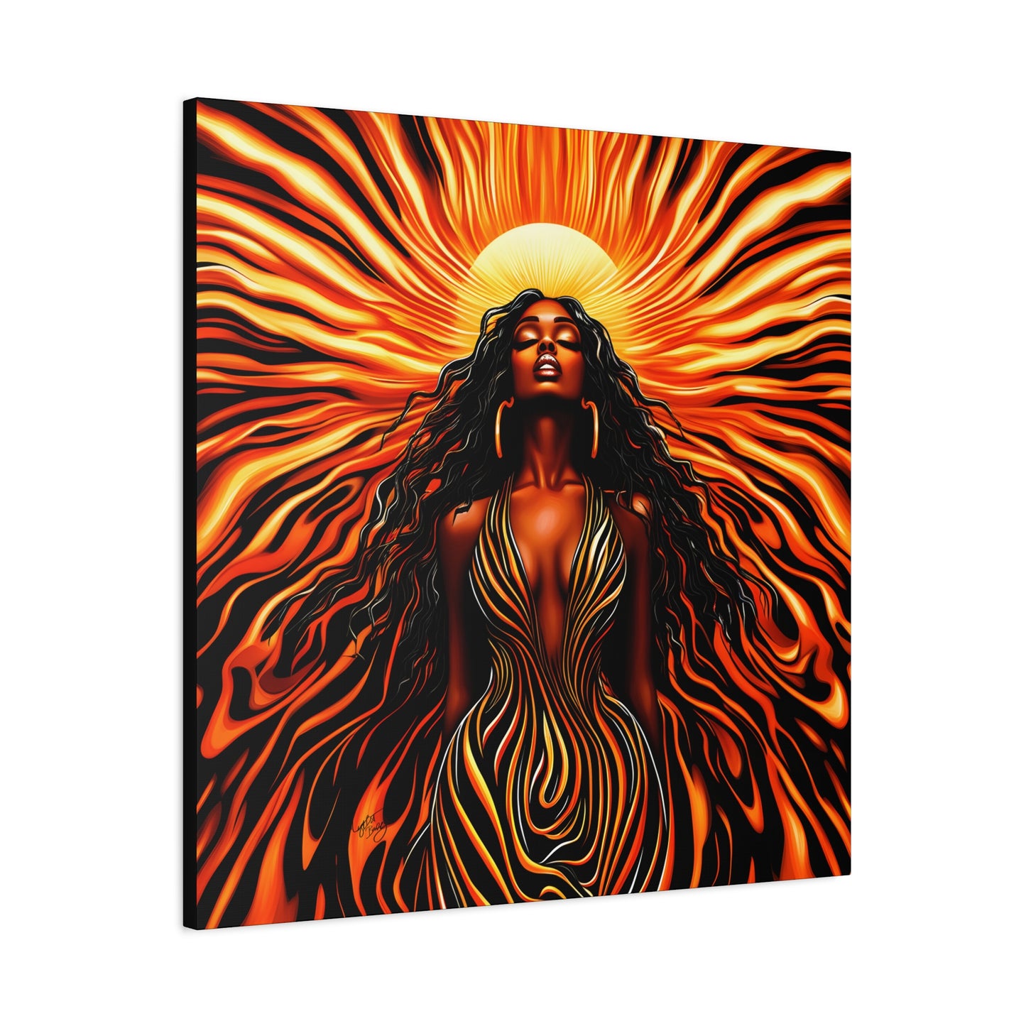 Sunkissed Afrocentric Black Woman Abstract Art Canvas Wall Print