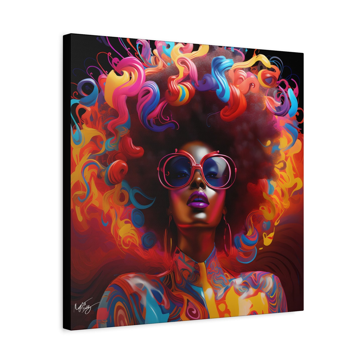 Groovy Summer Black Woman Psychedelic Themed Artwork Canvas Wall Print - Xtreme Shopper