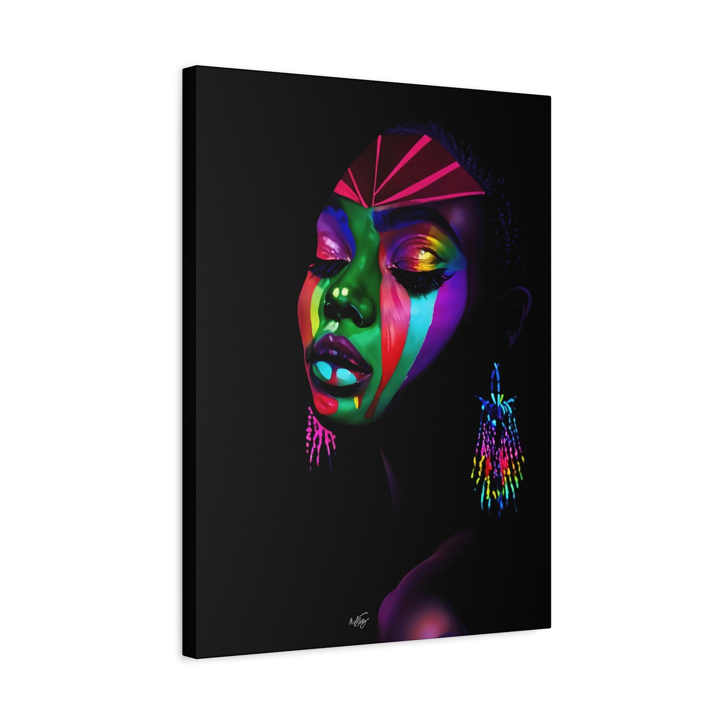 Original Makeup Black Woman Art Canvas Wall Print