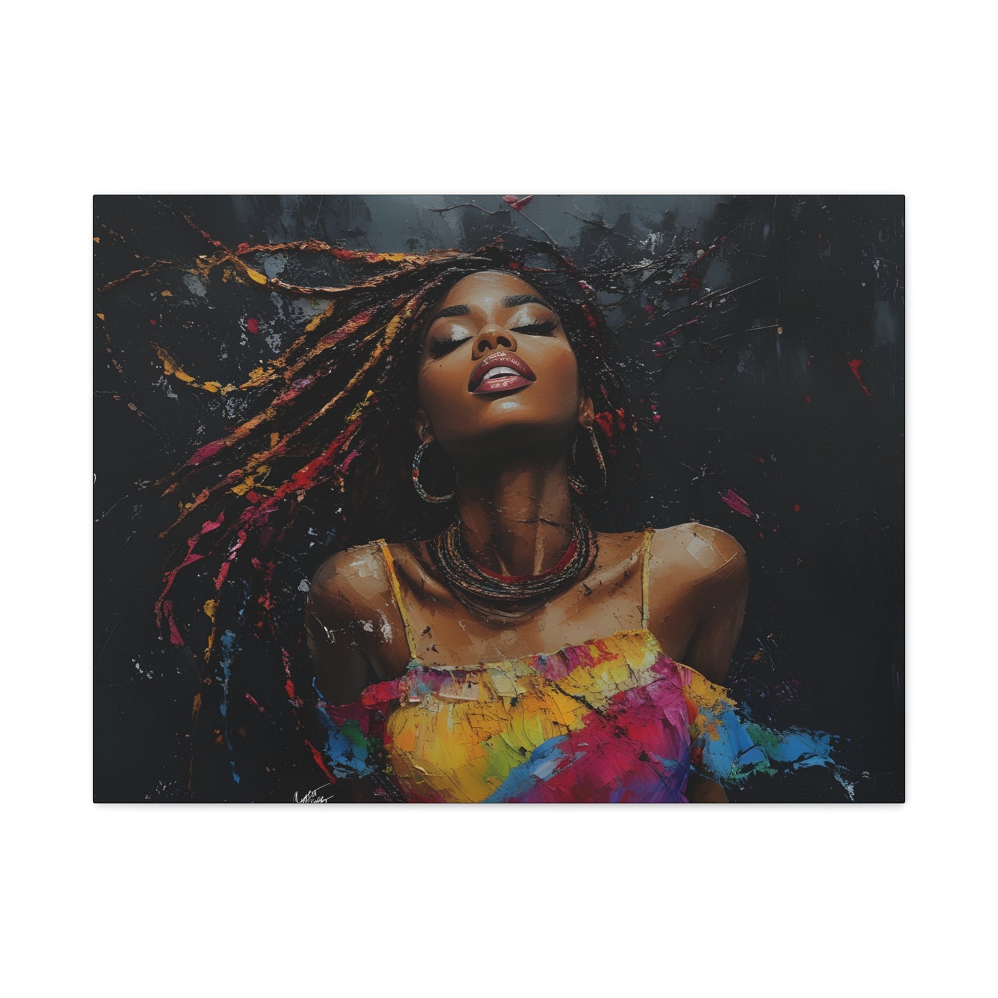 Euphoria Afrocentric Black Woman Abstract Art Canvas Wall Print