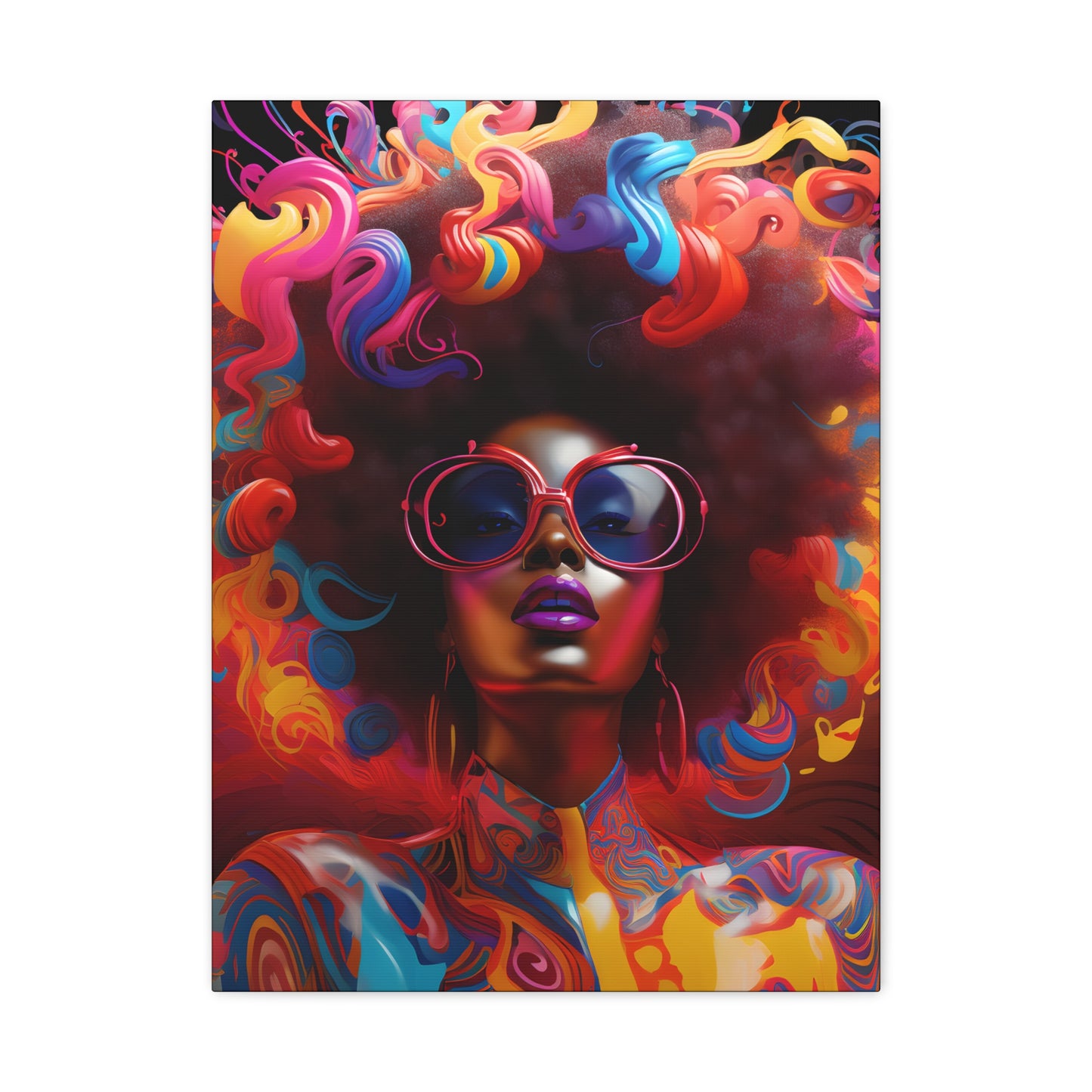Groovy Summer Black Woman Psychedelic Themed Artwork Canvas Wall Print - Xtreme Shopper