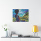 There's Peace By The Sea Afrocentric Black Woman Art Canvas Wall Print