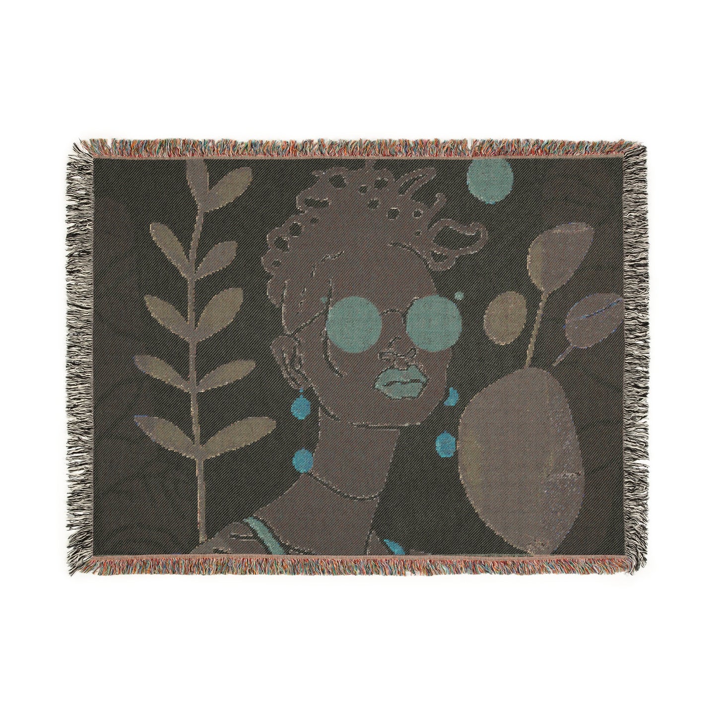 Abstract Chillin' Afrocentric Black Woman Abstract Art Woven Throw Blanket