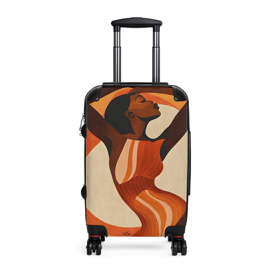 Retro Feelings Black Woman Art Hardshell Hardside Lockable Spinner Suitcase Luggage