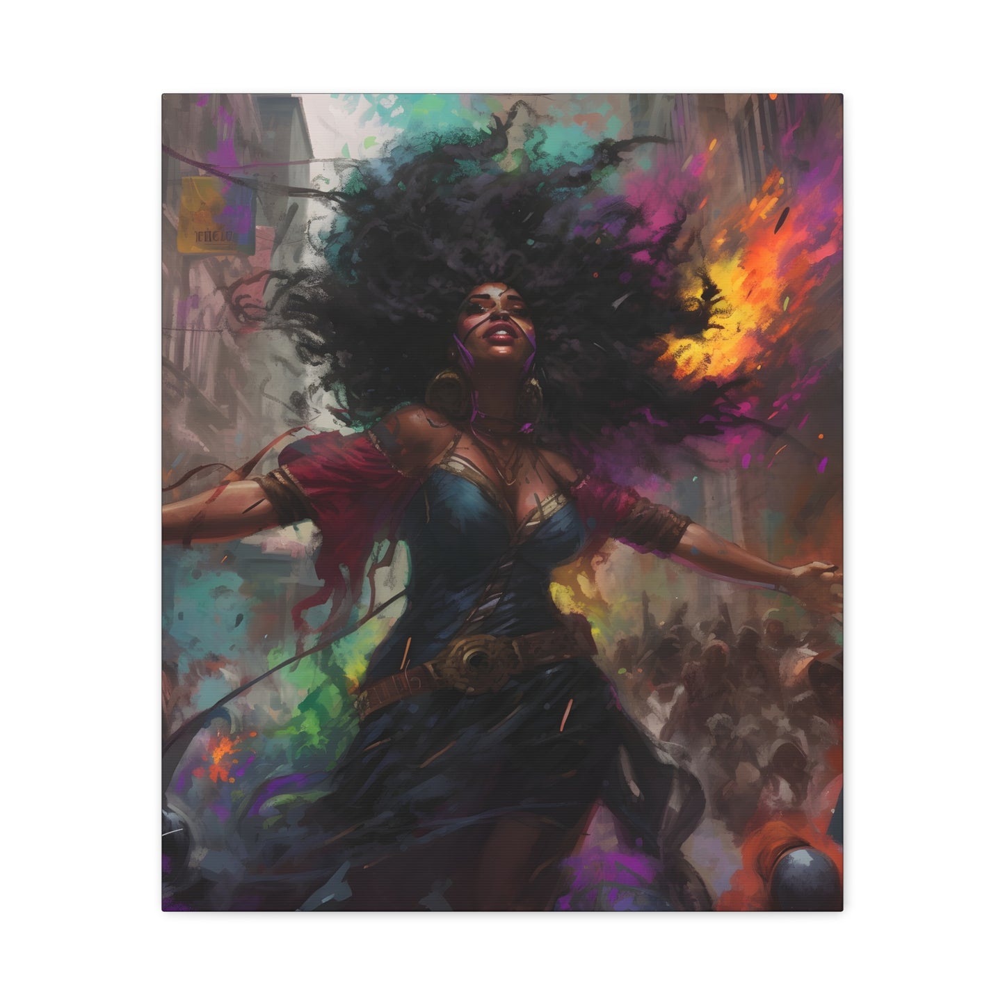 Flee To Freedom Afrocentric Abstract Black Woman Fantasy Alternative History Art Canvas Wall Print